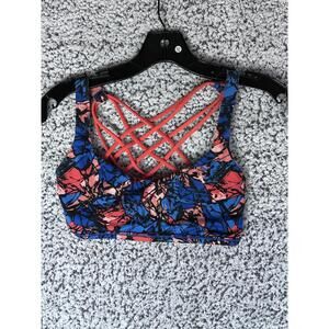 Lululemon Free To Be Wild Bra Blue Coral Print Strappy Back Women’s Size 6